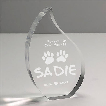 Forever In Our Hearts Engraved Pet Memorial Teardrop Keepsake