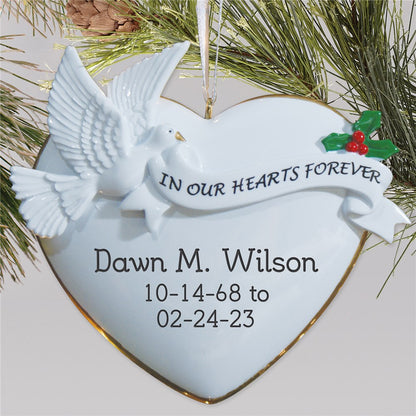 Personalized In Our Hearts Forever Memorial Ornament