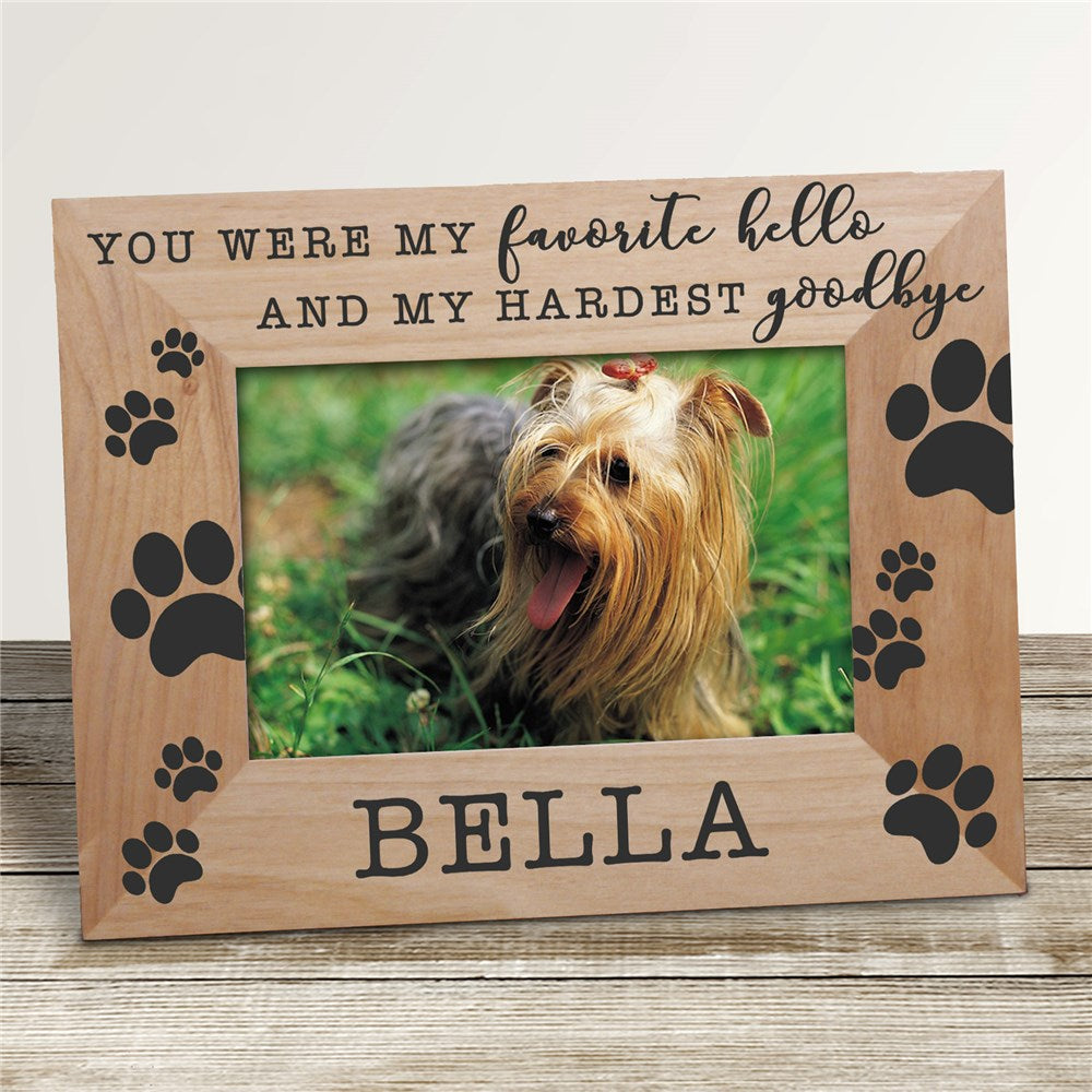 Favorite Hello and Hardest Goodbye Personalized Memorial Pet Picture Frame