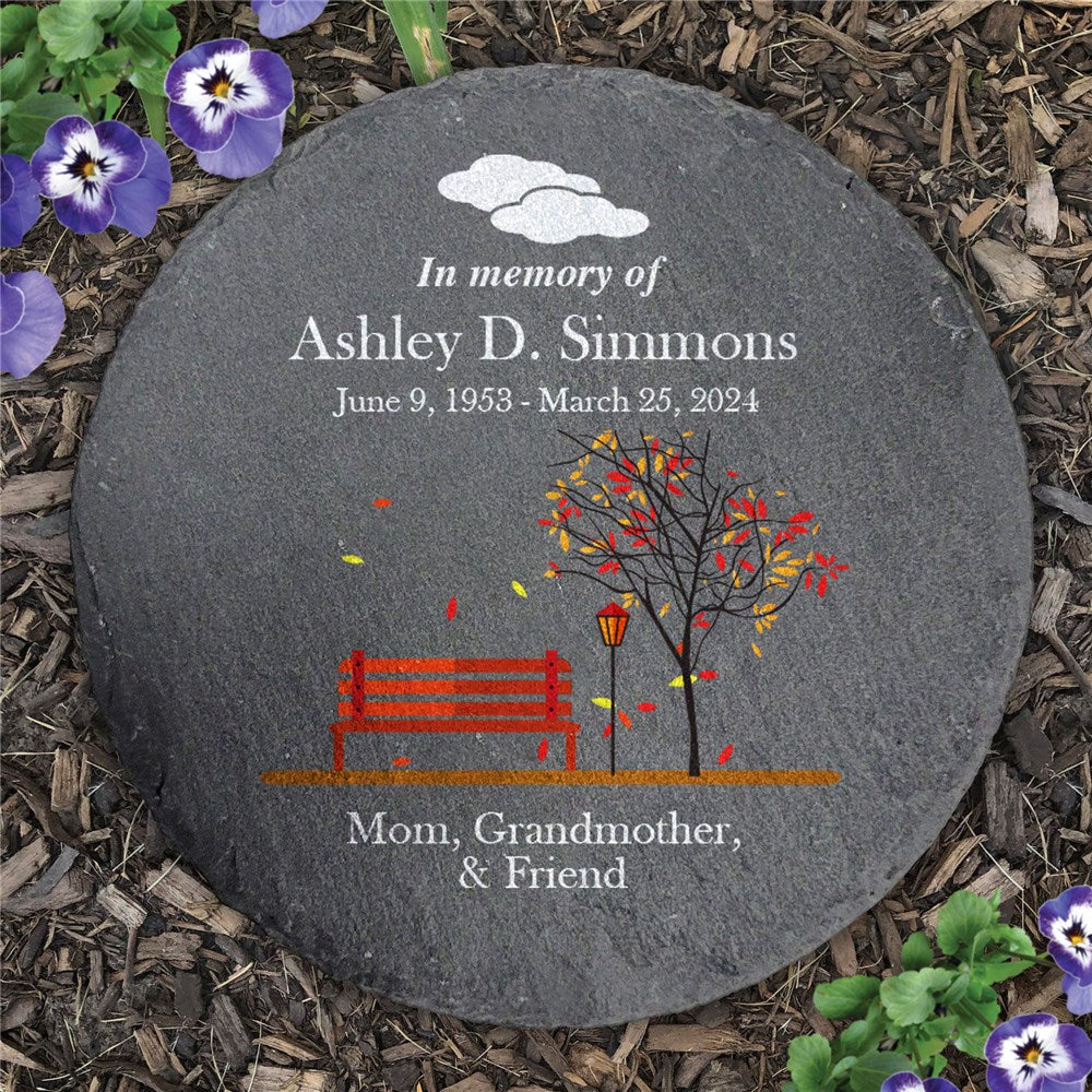 Personalized Empty Bench Memorial Round Slate Stone