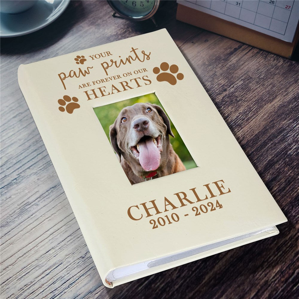 Engraved Paw Prints On My Heart Large Leatherette Photo Album