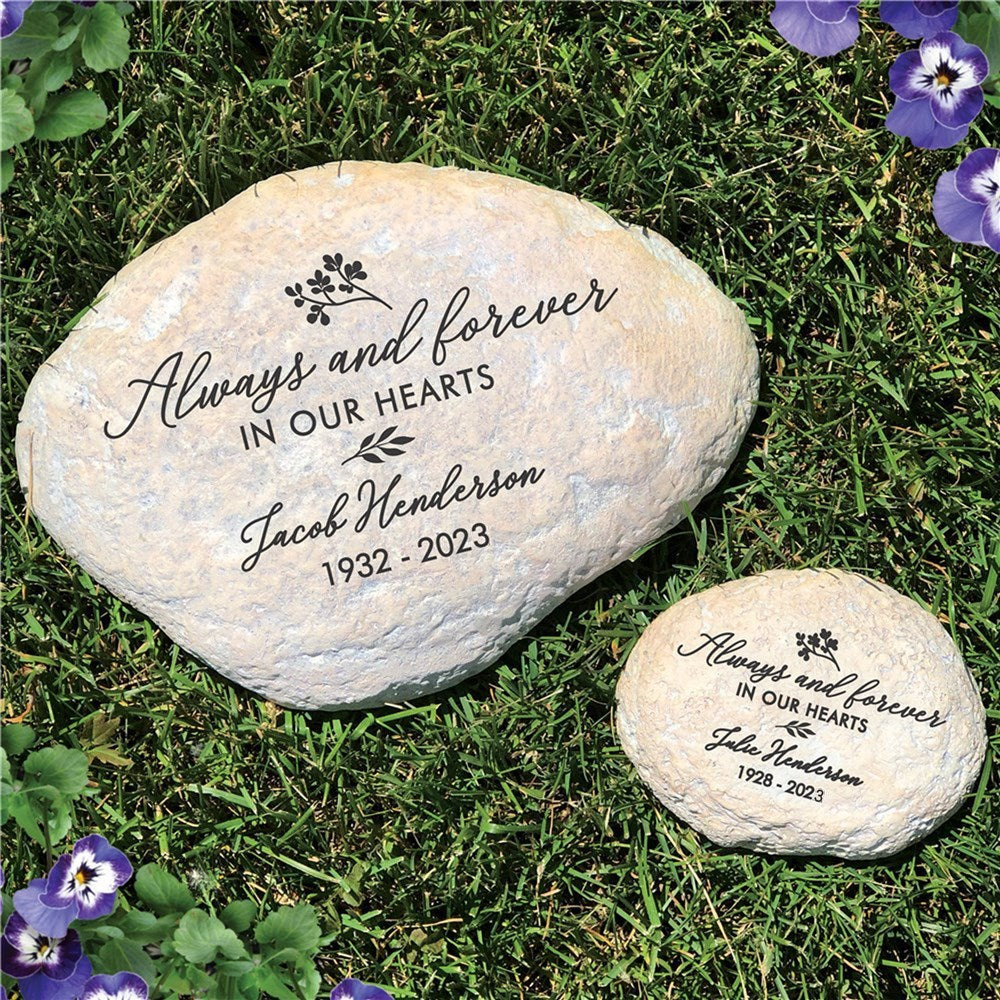 Personalized Always And Forever In Our Hearts Memorial Garden Stone