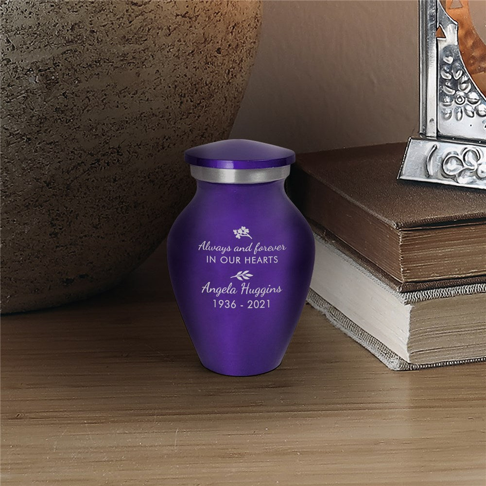 Engraved Always And Forever In Our Hearts Small Keepsake Urn