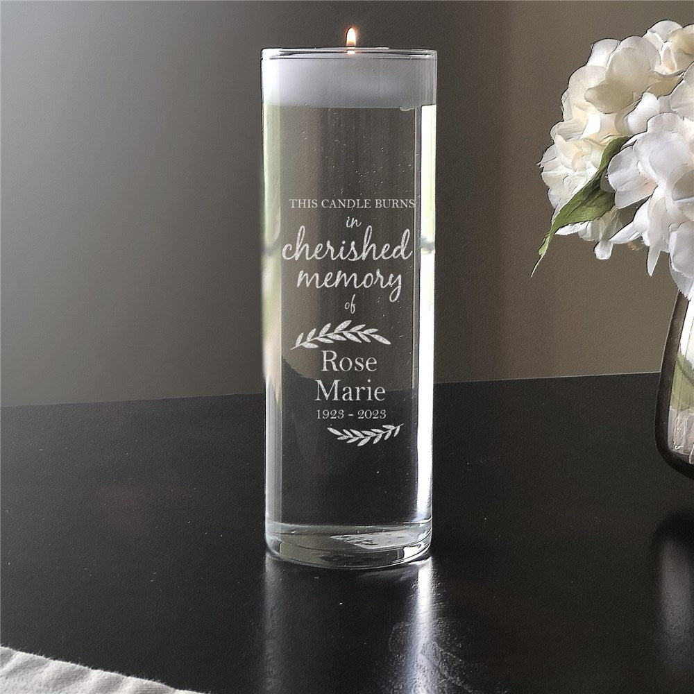 Personalized Engraved In Cherished Memory Floating Candle Vase