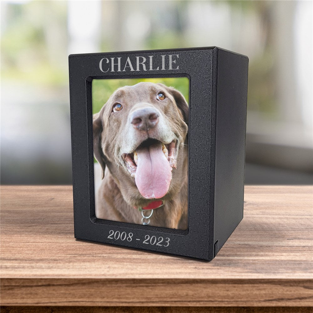 Engraved Pet Memorial Pet Photo Urn