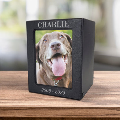 Engraved Pet Memorial Pet Photo Urn