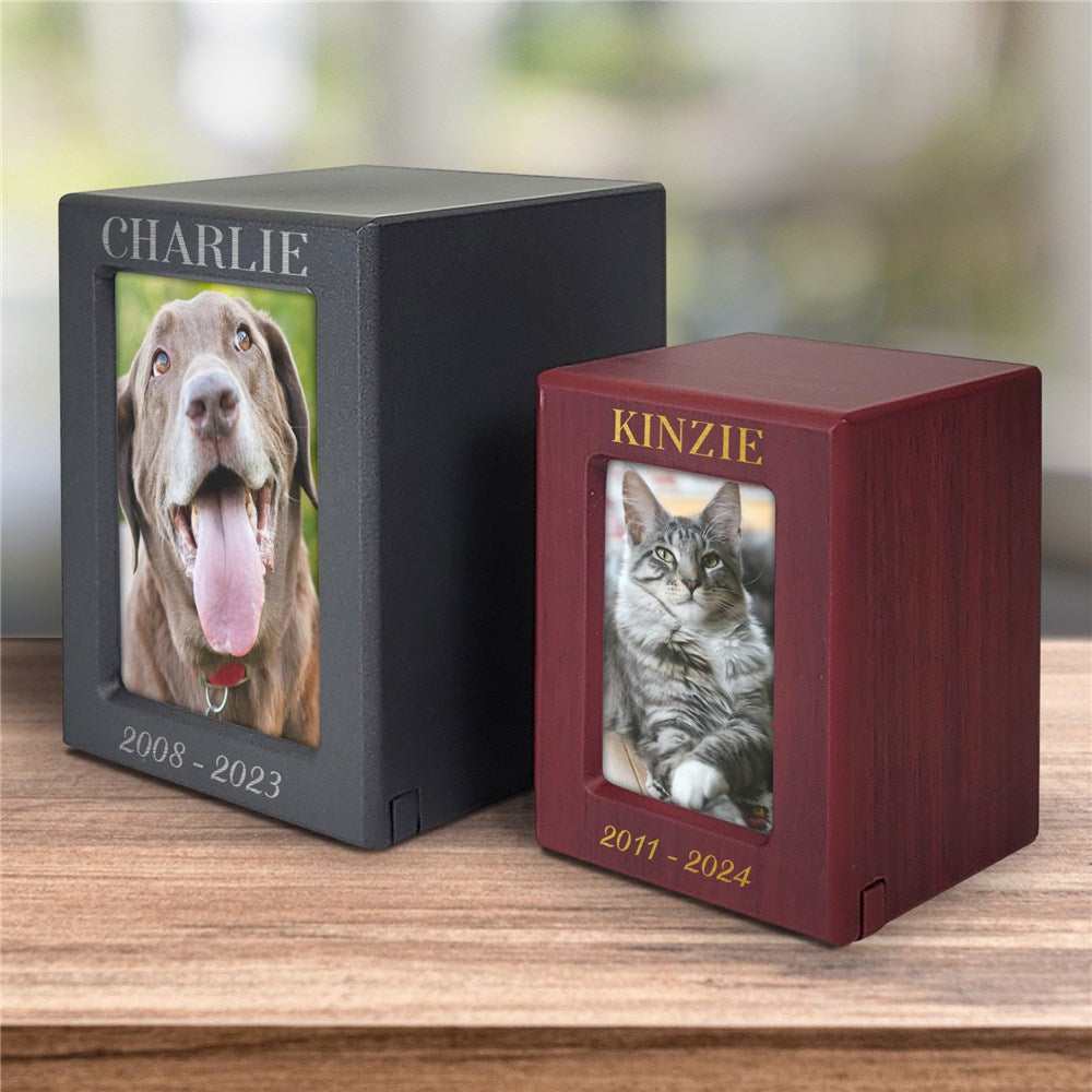 Engraved Pet Memorial Pet Photo Urn