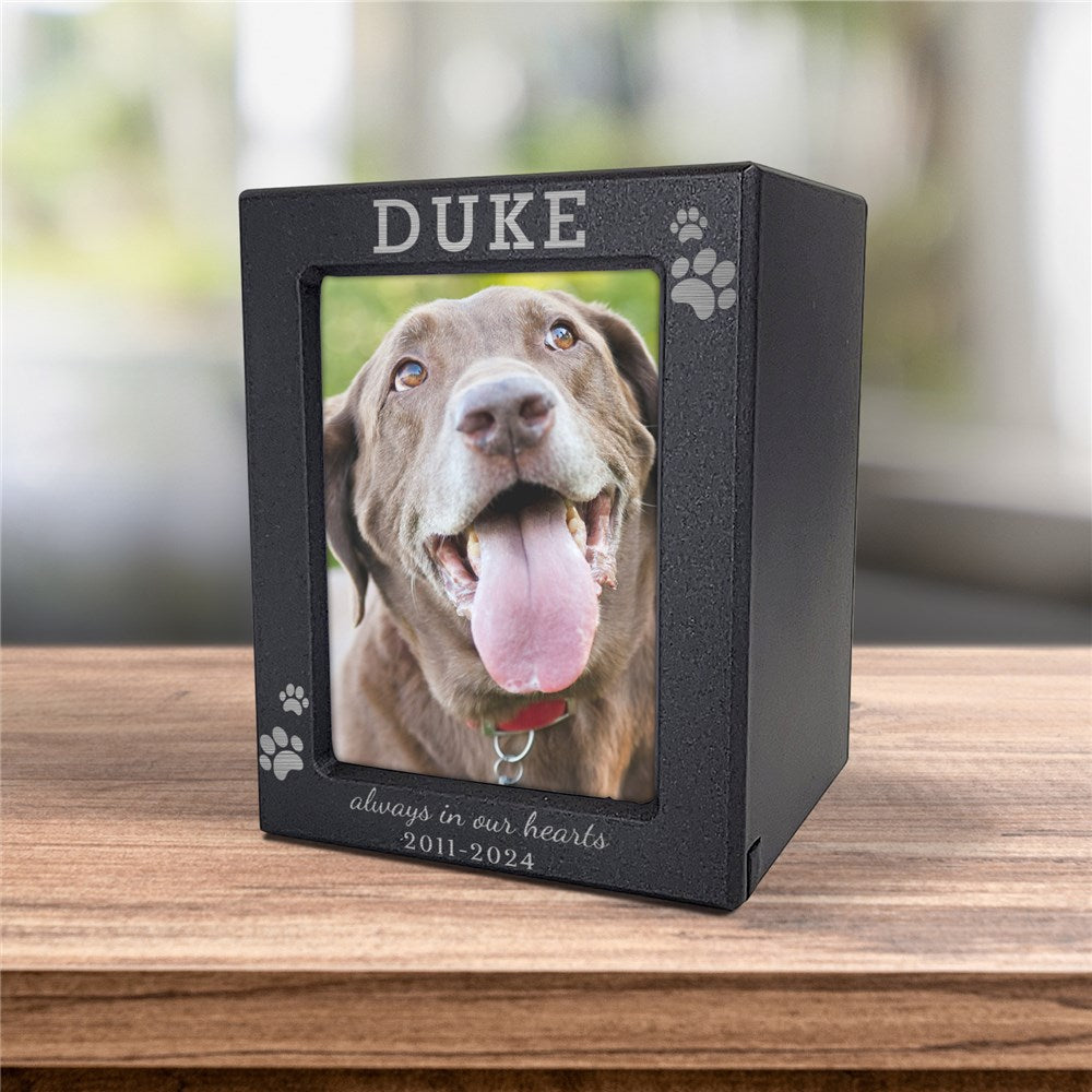 Engraved Always in our Hearts Pet Photo Urn