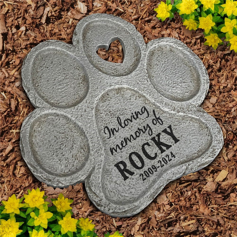 Personalized In Loving Memory Paw Print Stone