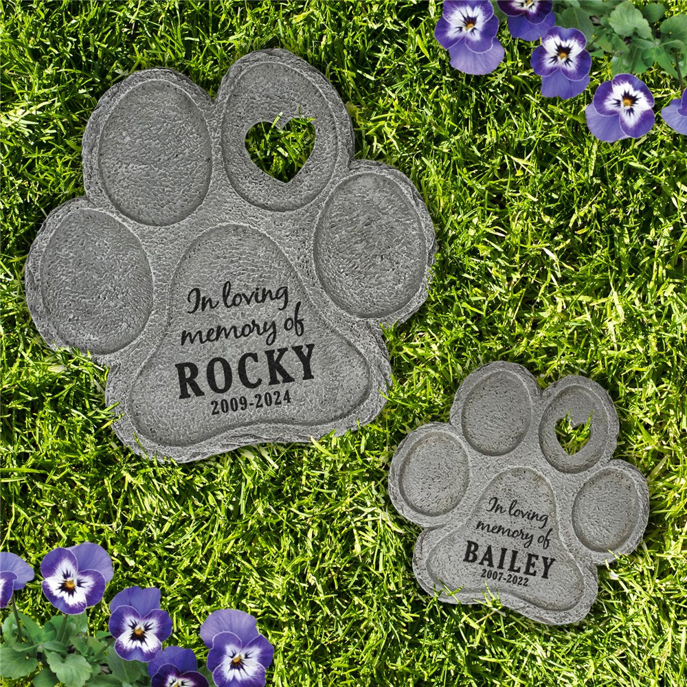 Personalized In Loving Memory Paw Print Stone