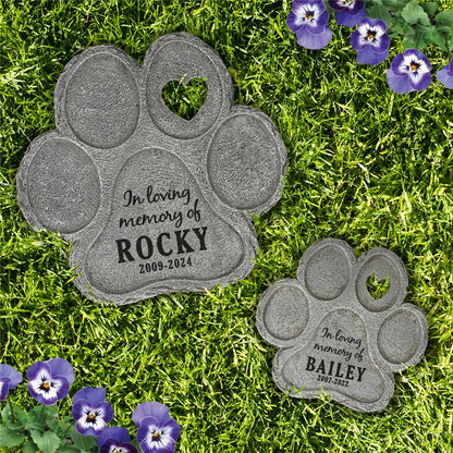 Personalized In Loving Memory Paw Print Stone