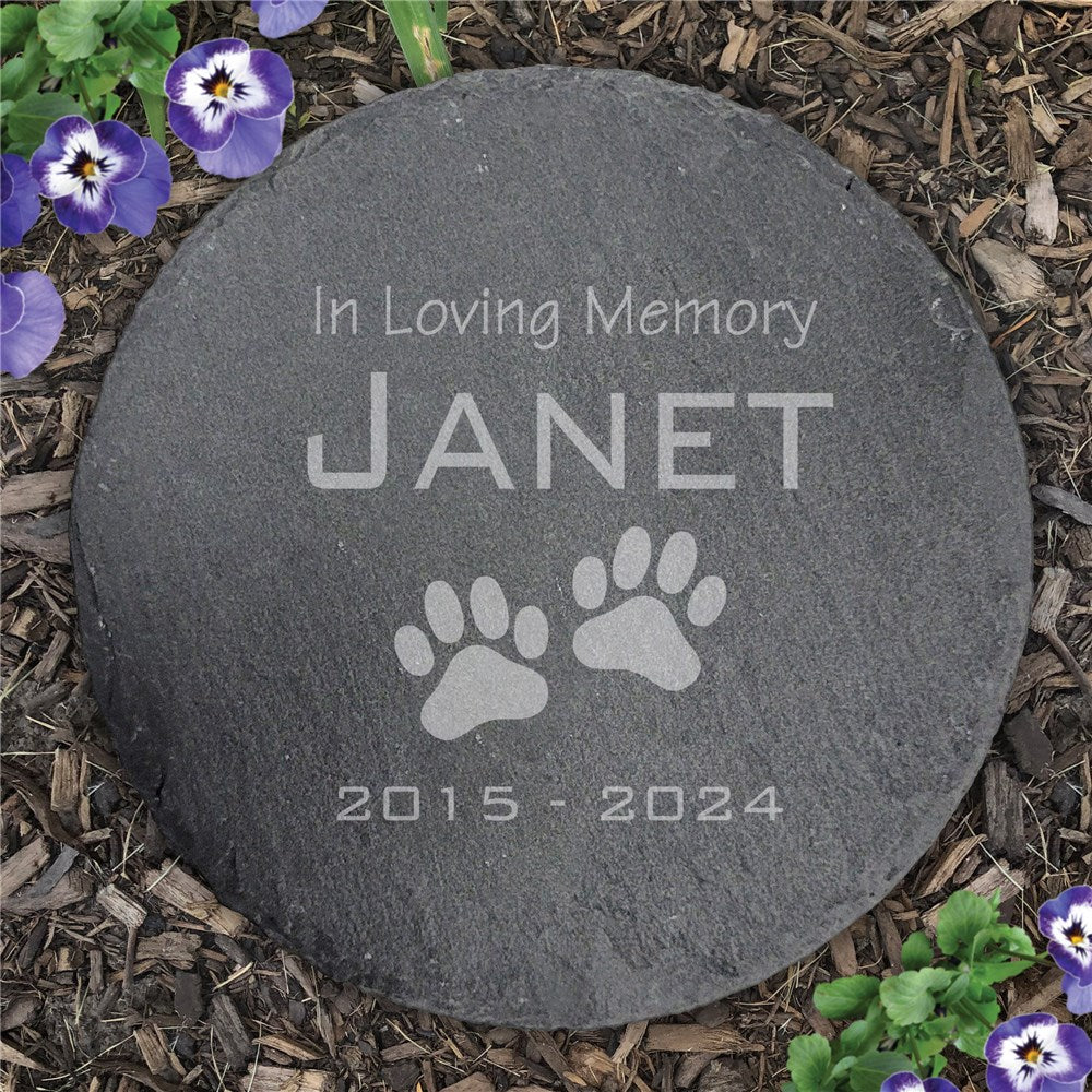 Engraved Pet Memorial Round Slate Garden Stone