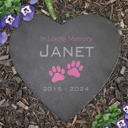 Heart Shaped Personalized Pet Memorial Slate Stone