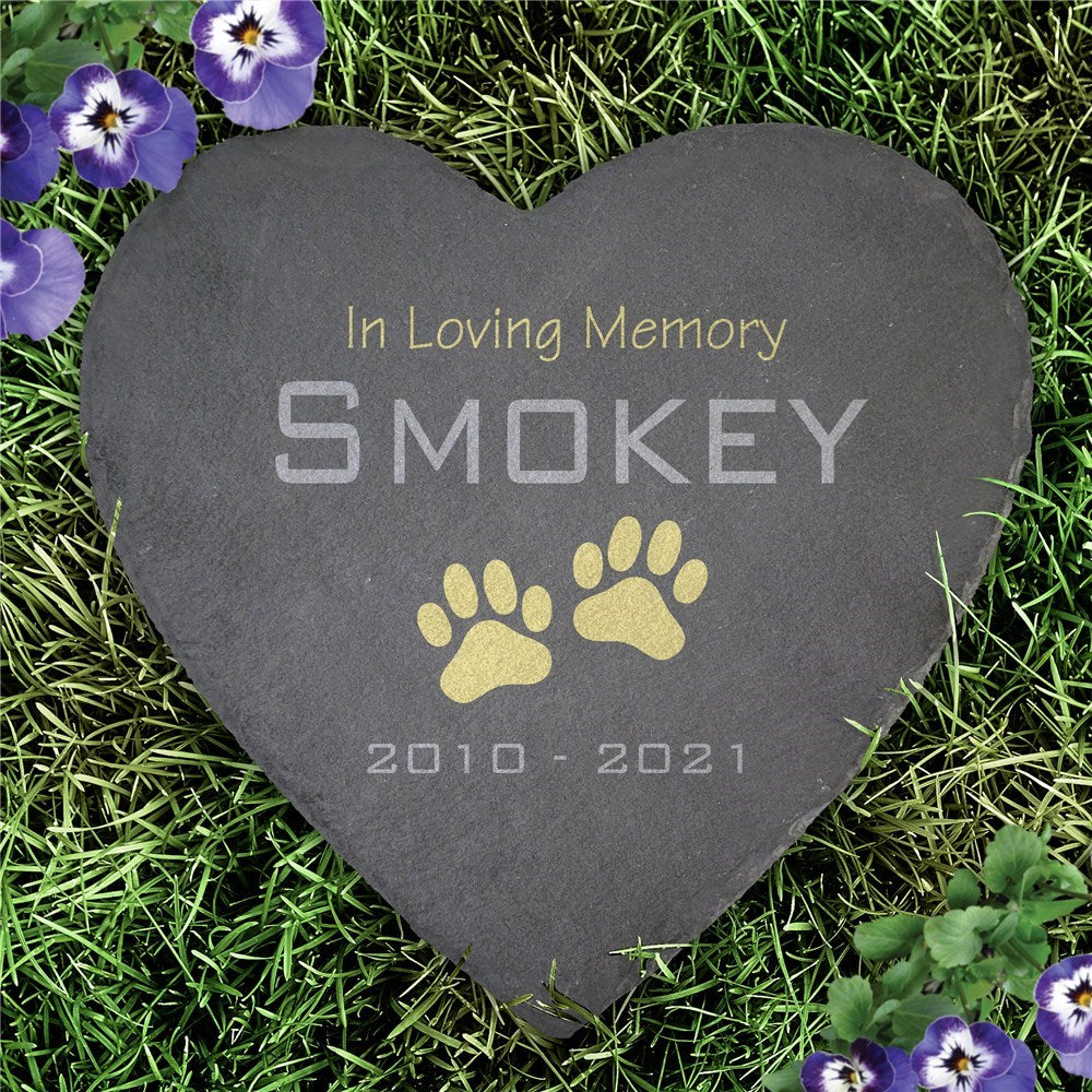 Heart Shaped Personalized Pet Memorial Slate Stone