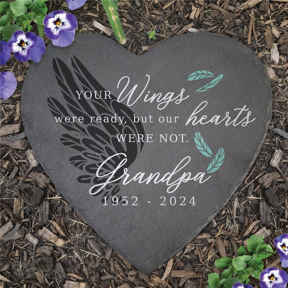 Personalized Your Wings Were Ready Heart Slate Stone