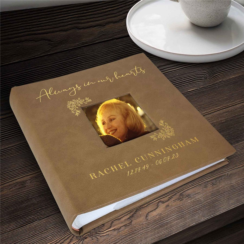 Engraved Always In Our Hearts Leatherette Memorial Photo Album