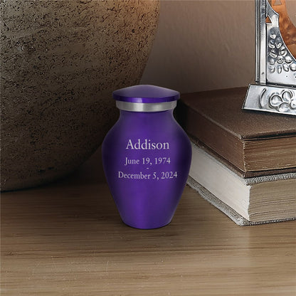 Engraved Name With Memorial Dates Small Keepsake Urn