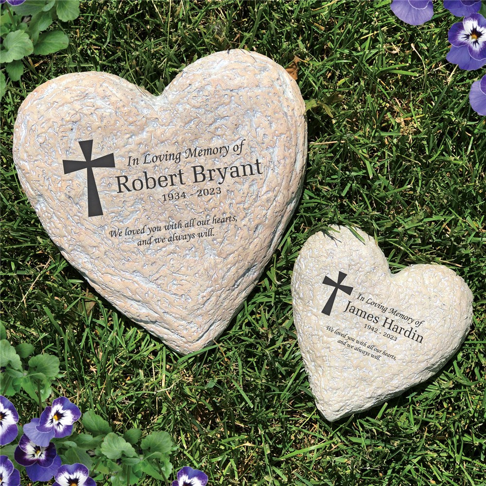 Engraved Memorial Garden Stone With Cross