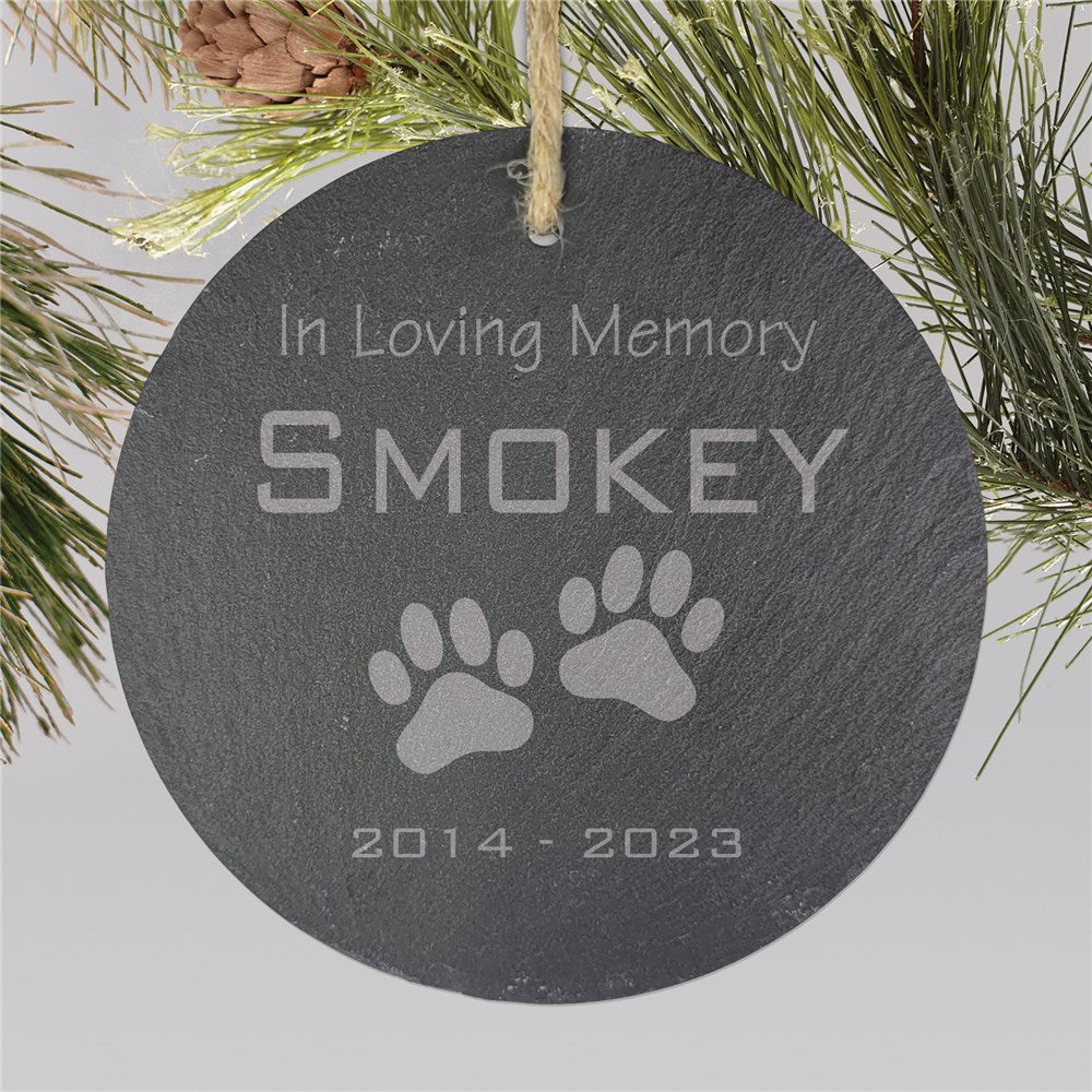 In Loving Memory Engraved Pet Memorial Slate Ornament