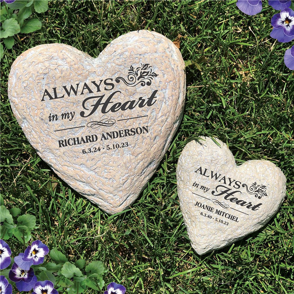 Engraved Memorial Heart Garden Stone