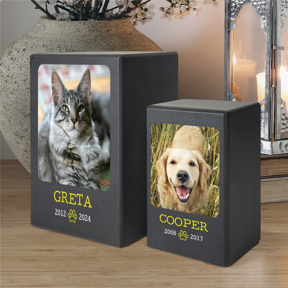 Personalized Pet Memorial Photo Urn for Dog or Cat