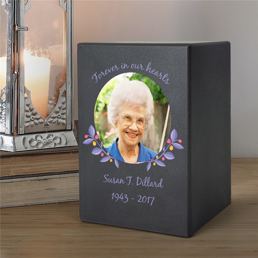 Personalized Forever In Our Hearts Memorial Photo Urn