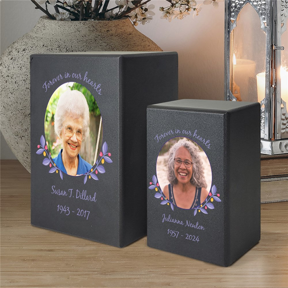 Personalized Forever In Our Hearts Memorial Photo Urn