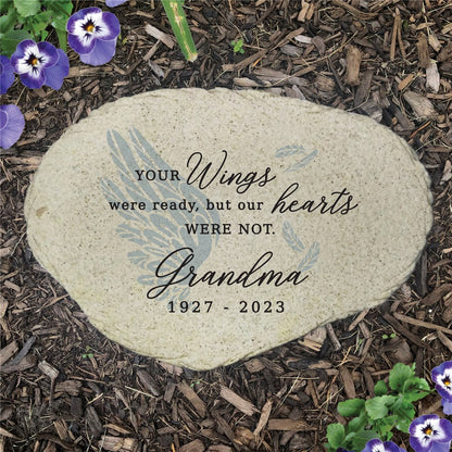 Personalized Your Wings Were Ready Memorial Flat Garden Stone