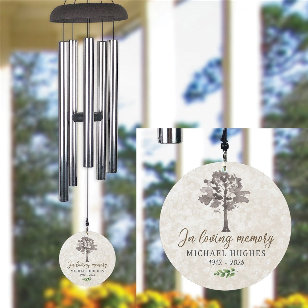 Personalized Memorial Watercolor Tree Wind Chime