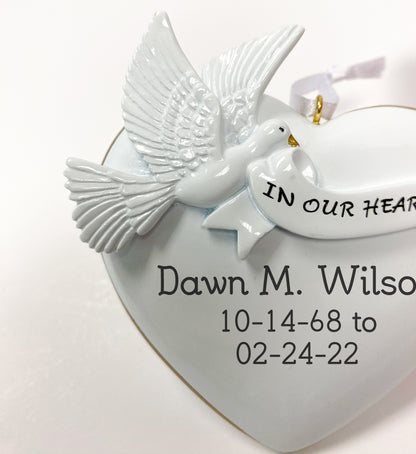 Personalized In Our Hearts Forever Memorial Ornament