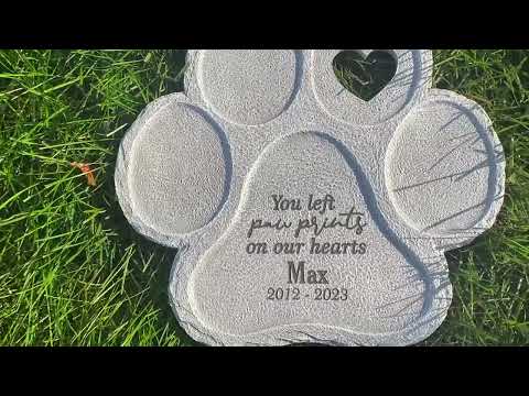 Engraved Paw Prints on Our Hearts Pet Memorial Stone